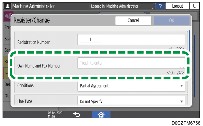 Operation panel screen illustration