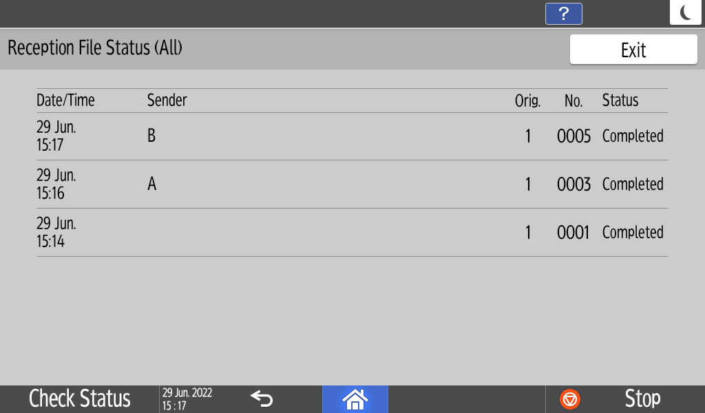 Operation panel screen illustration