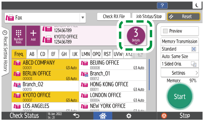 Operation panel screen illustration