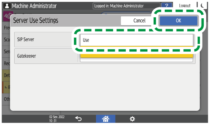 Operation panel screen illustration