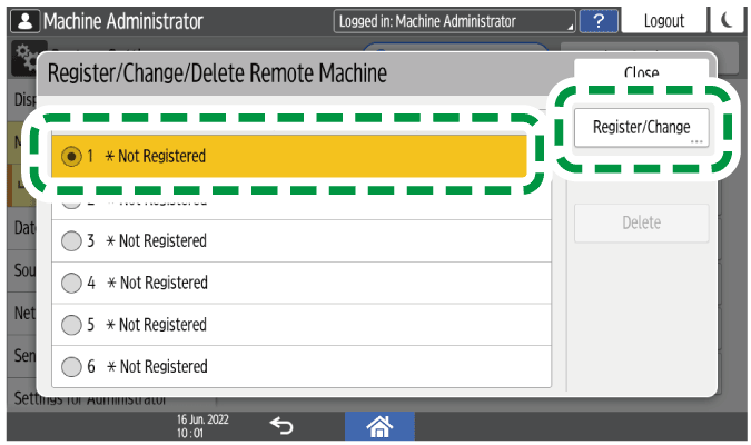 Operation panel screen illustration