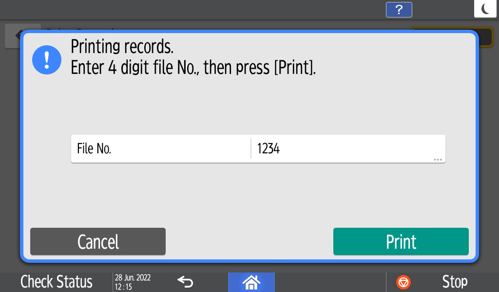Operation panel screen illustration