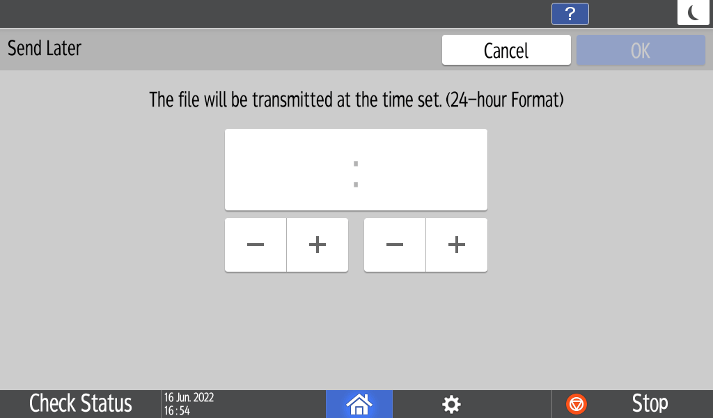 Operation panel screen illustration