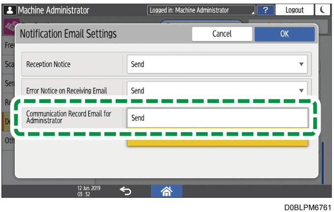 Operation panel screen illustration