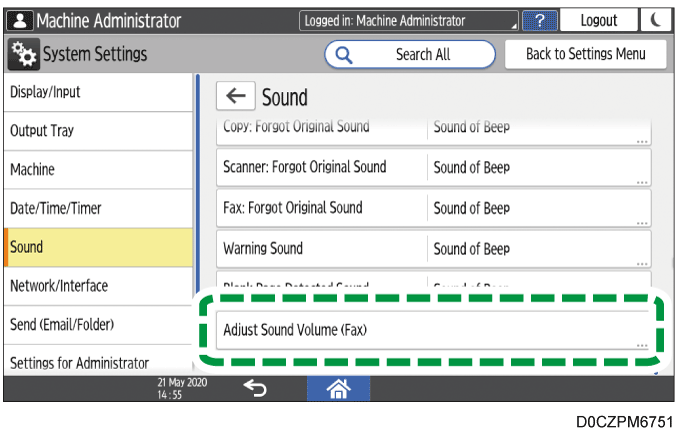 Operation panel screen illustration