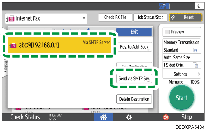 Operation panel screen illustration