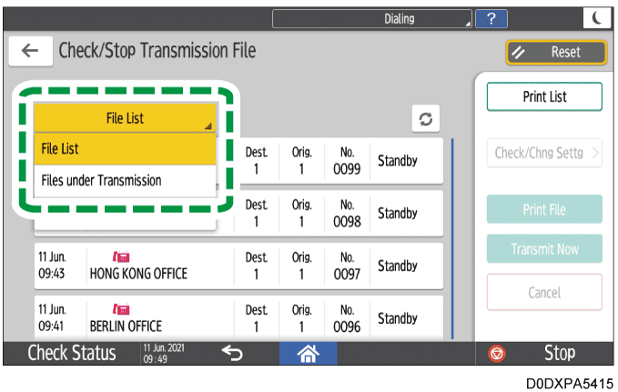 Operation panel screen illustration