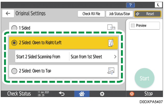 Operation panel screen illustration