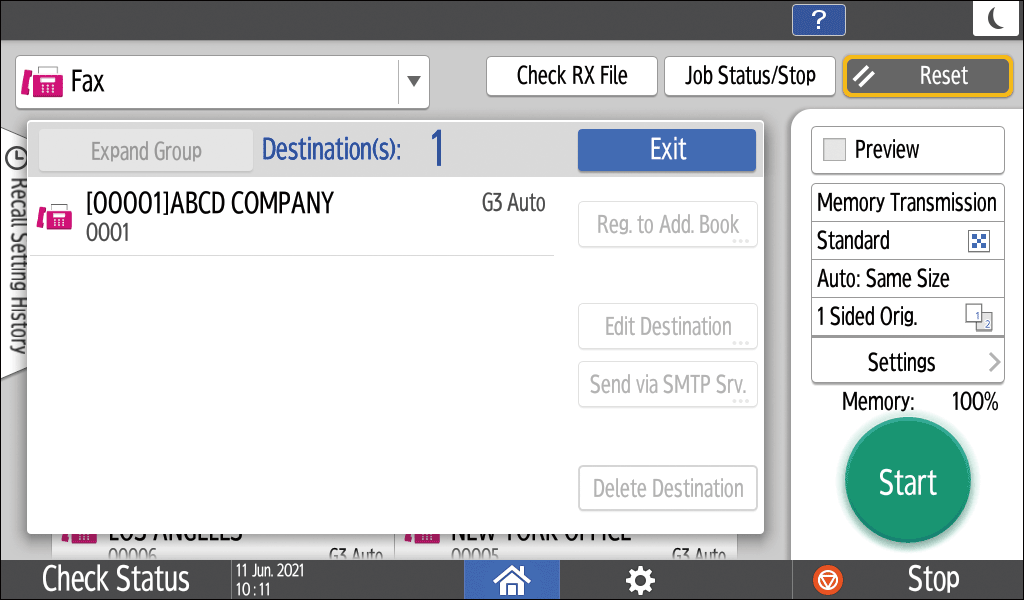 Operation panel screen illustration
