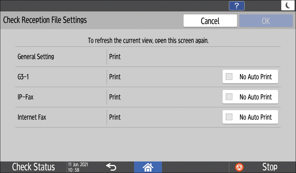Operation panel screen illustration
