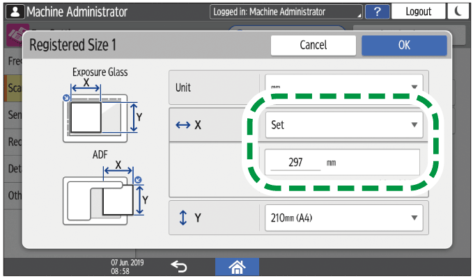 Operation panel screen illustration