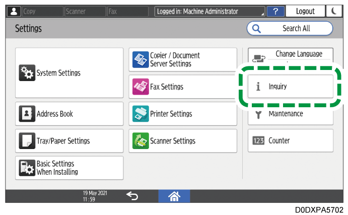 Operation panel screen illustration