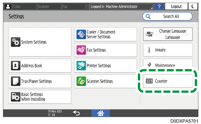 Operation panel screen illustration