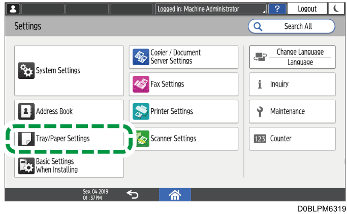 Operation panel screen illustration