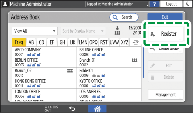 Operation panel screen illustration