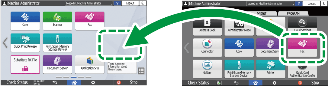 Operation panel screen illustration