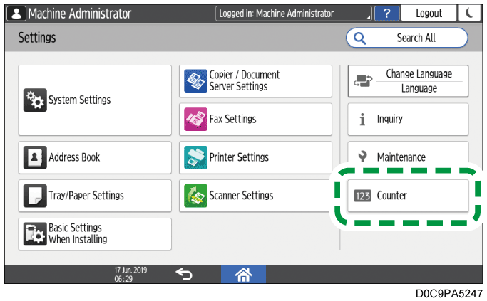 Operation panel screen illustration