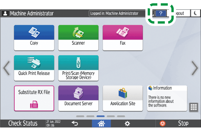 Operation panel screen illustration