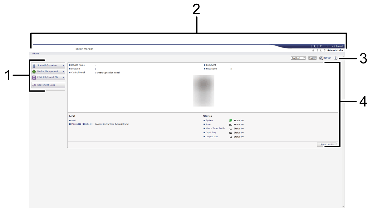 Web browser screen illustration numbered callout illustration