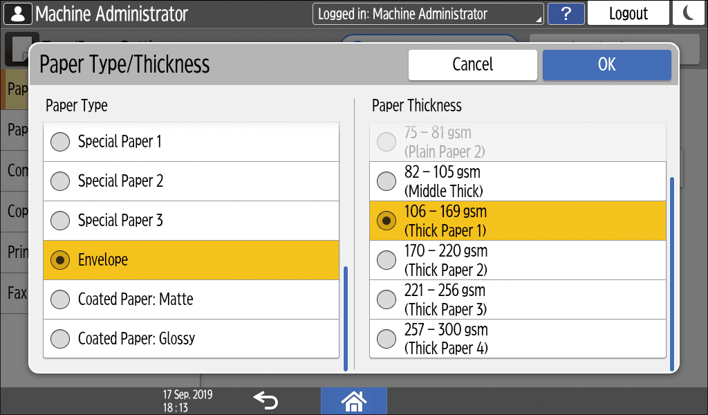 Operation panel screen illustration