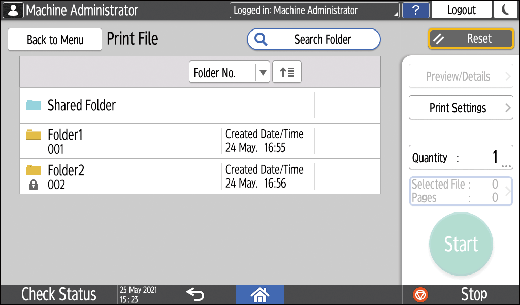 Operation panel screen illustration