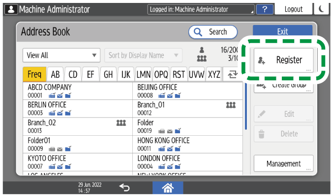 Operation panel screen illustration