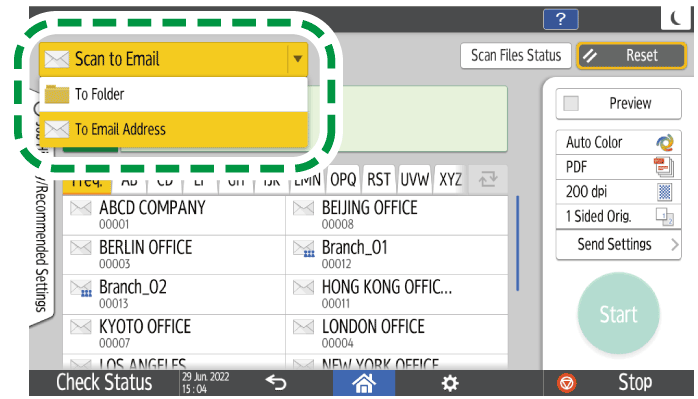 Operation panel screen illustration