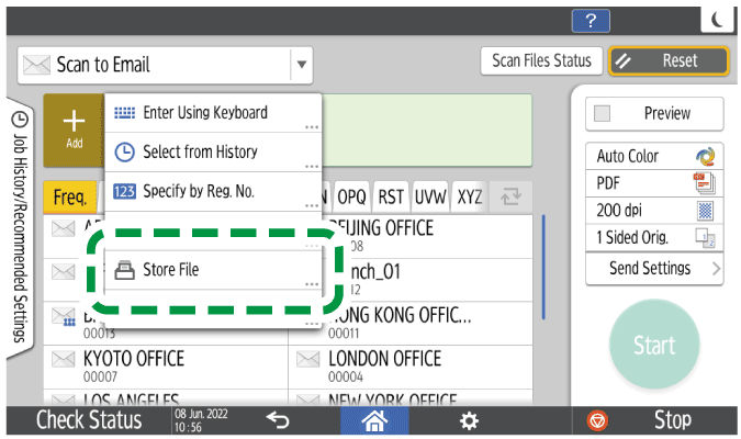Operation panel screen illustration