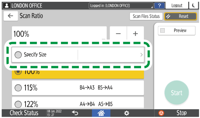 Operation panel screen illustration