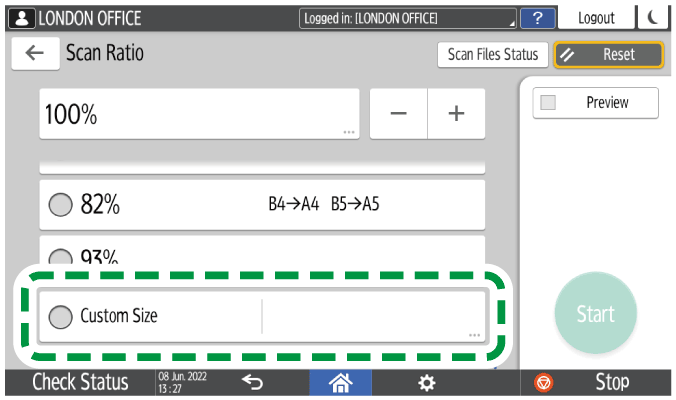 Operation panel screen illustration