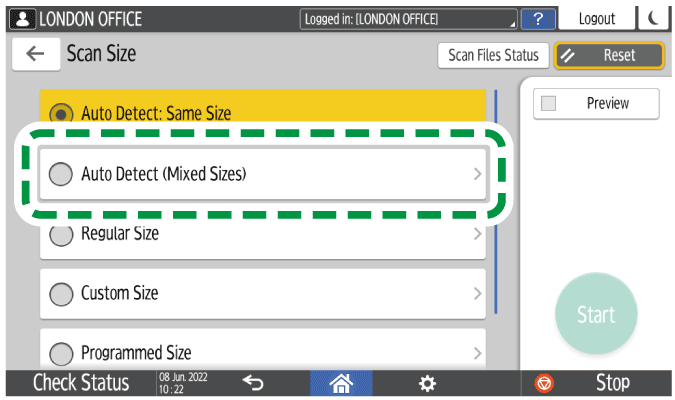 Operation panel screen illustration