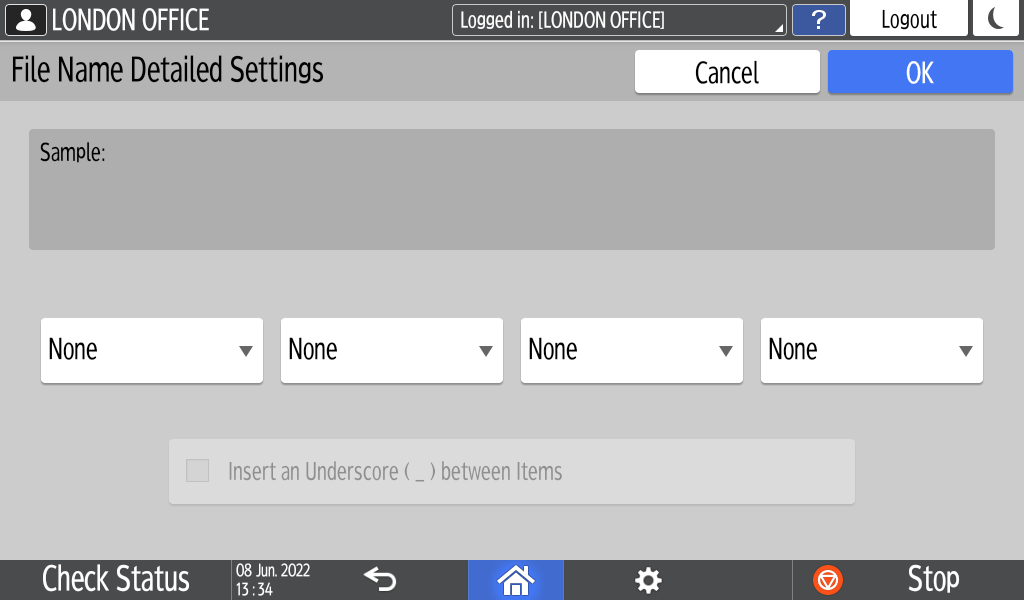 Operation panel screen illustration