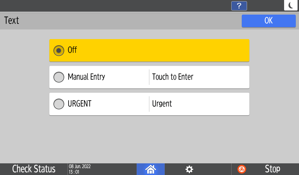 Operation panel screen illustration