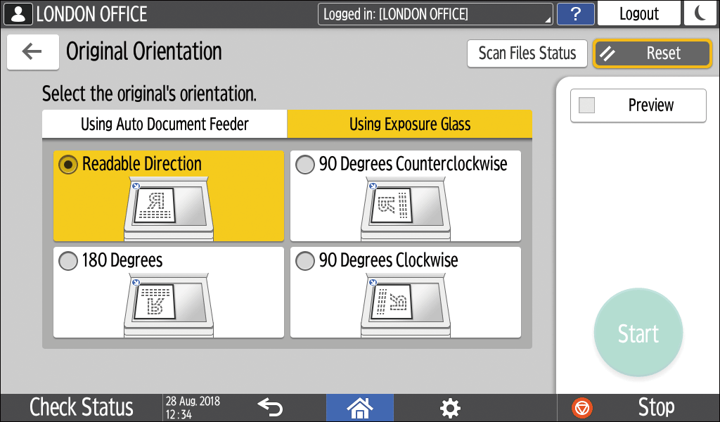 Operation panel screen illustration