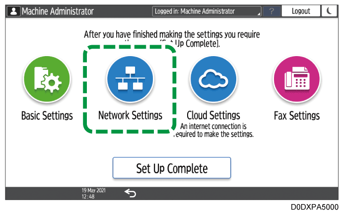 Operation panel screen illustration