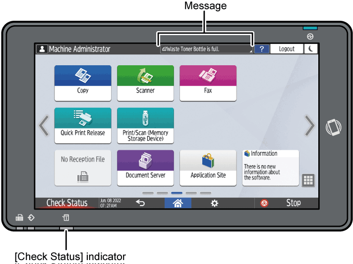 Operation panel screen illustration numbered callout illustration