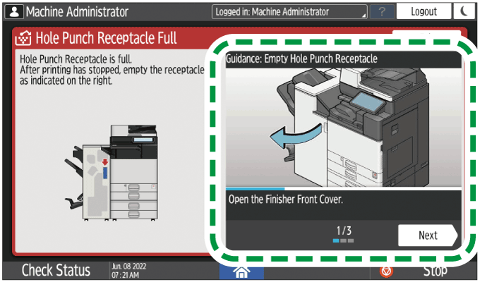 Operation panel screen illustration