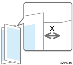 Illustration of the folding position of Letter Fold-in (X) in single-sheet fold