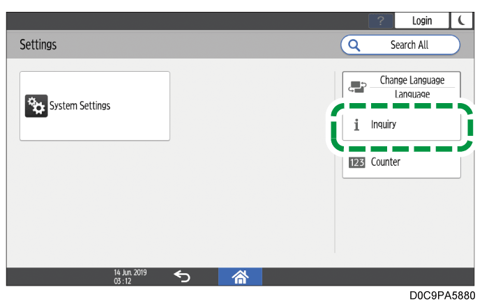 Operation panel screen illustration