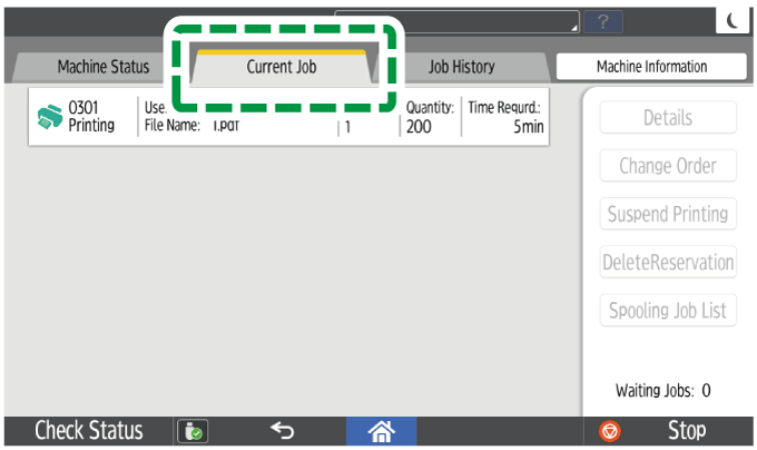Operation panel screen illustration