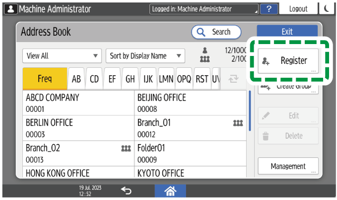 Operation panel screen illustration