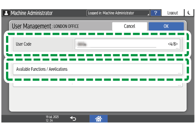 Operation panel screen illustration