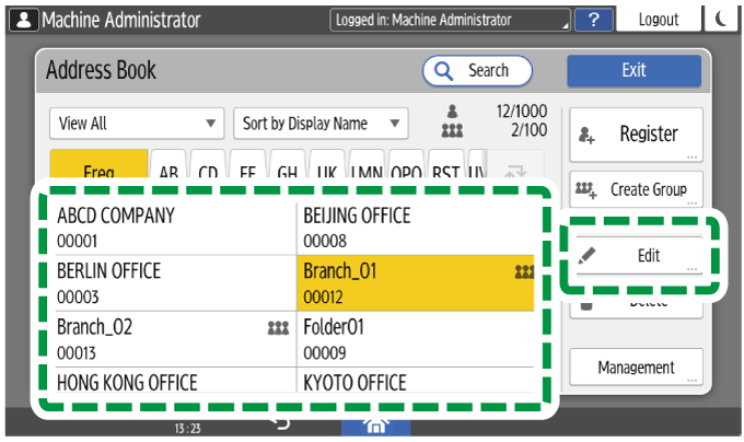 Operation panel screen illustration