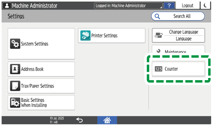 Operation panel screen illustration