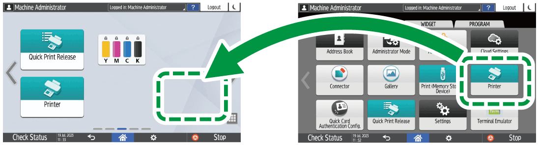 Operation panel screen illustration