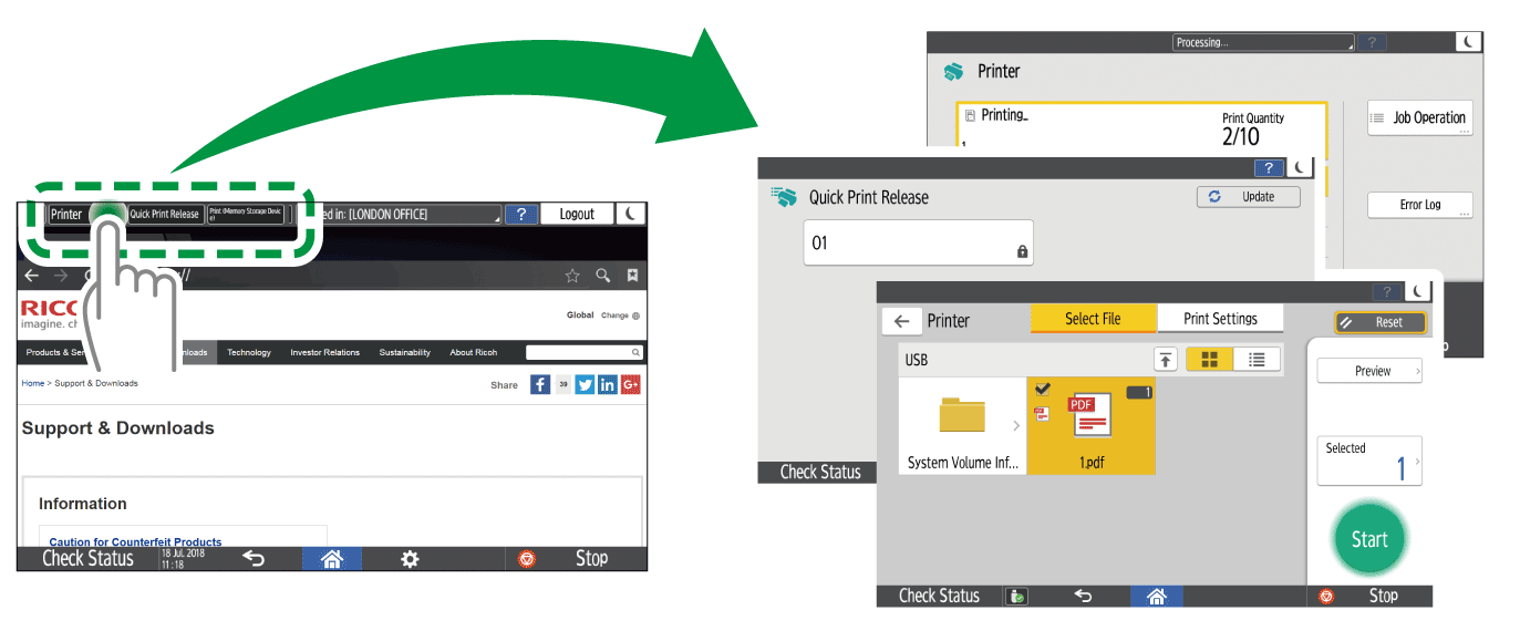 Operation panel screen illustration