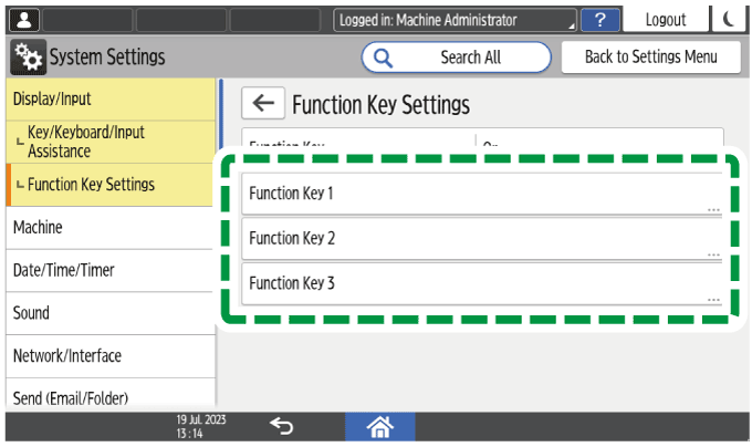 Operation panel screen illustration