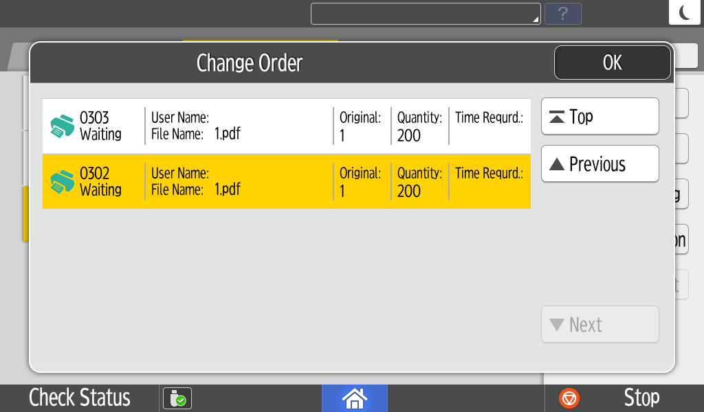 Operation panel screen illustration