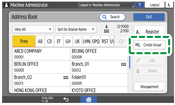 Operation panel screen illustration