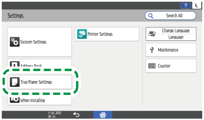 Operation panel screen illustration
